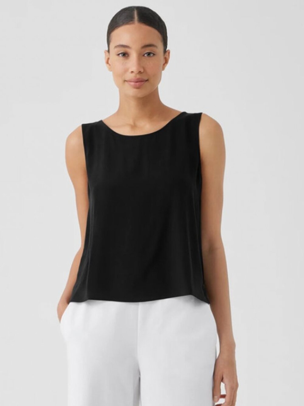 Eileen Fisher Silk Georgette Crepe Top